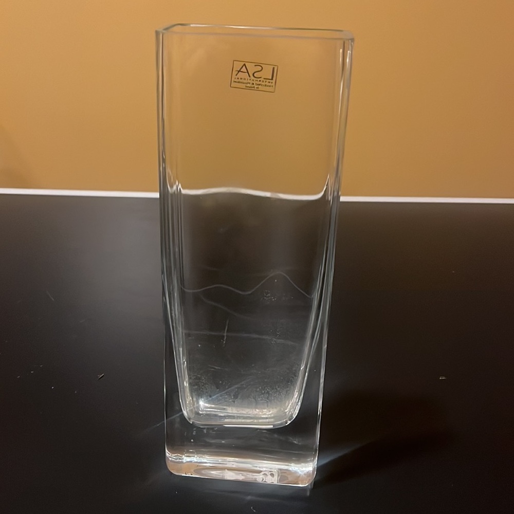 LSA Int’l Glass Accents Rectangular Vase Handcrafted and Mouth Blown in Poland.